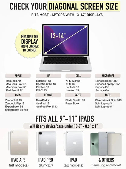 Puffy Laptop Sleeve 13-14 Inch — Protective Laptop Cover for Women, Fits iPad Pro 12.9, MacBook Pro 14, MacBook Air 13, and Tablets