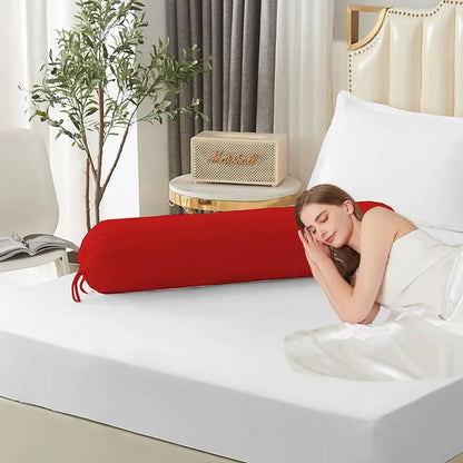 Solid Color Long Cylindrical Pillowcase – Removable & Washable Neck Bolster Cover for Bedroom