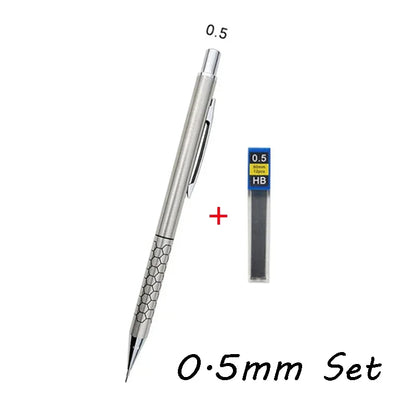 3-Pack Metal Mechanical Pencil Set 0.5mm 0.7mm 0.9mm with Eraser & HB Lead – Precision Drawing & Writing Stationery