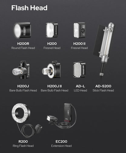 Godox AD200Pro II TTL Wireless Camera Pocket Flash – 2.4G, Compatible with X1T for Nikon, Canon, Sony, Fuji, Olympus