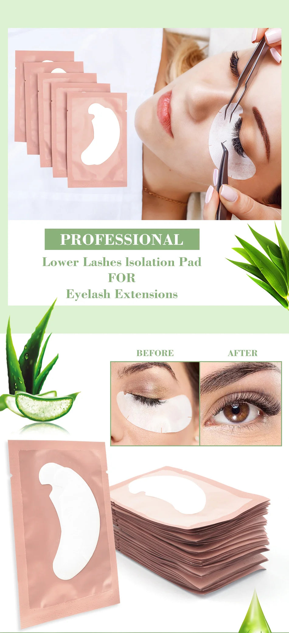 50 Pairs U-Shaped Hydrogel Eye Pads – Eyelash Extension Gel Patches for Lashes & Makeup