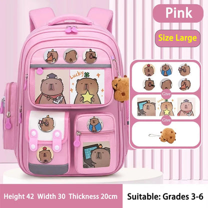 Capybara Waterproof School Backpack | Large Capacity, Ergonomic Straps for Students, Spine-Friendly Gift Bag