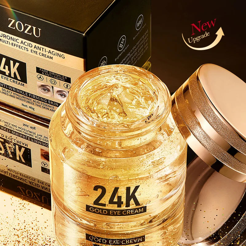 24K Gold Hyaluronic Acid Eye Cream - Firming & Moisturizing Eye Care for Dark Circles and Under-Eye Bags