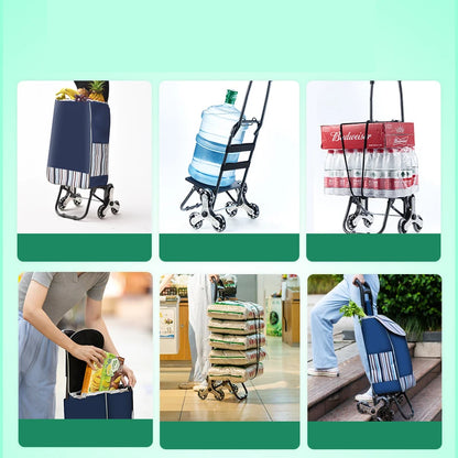 Lightweight Folding Grocery Shopping Trolley – Hand-Pull Stairs Climbing Cart for Household & Outdoor Travel
