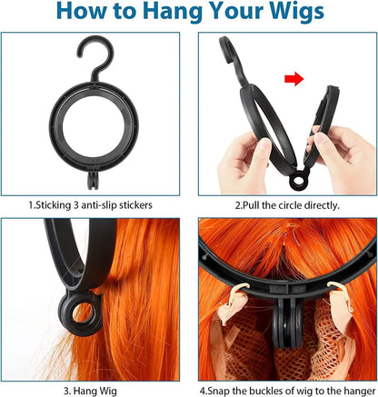 4-Pack Portable Wig Display Stand | Plastic Wig Hanger & Drying Rack for Multiple Wigs