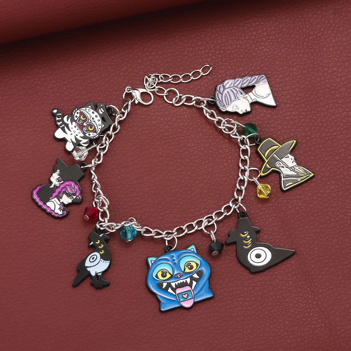 Y2K K-Pop Demon Hunters Bead & Enamel Pendant Bracelet – HUNTR/X Bangle Cosplay Jewelry Gift