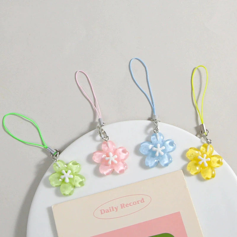 Colorful Resin Flower Phone Chain - Fresh Cute Transparent Key Pendant Bag Charm Accessory for Women & Best Friends