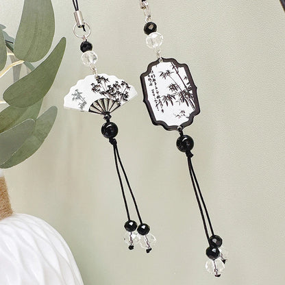 Chinese Style Phone Lanyard - Retro Tassel Anti-Lost Strap with Keychain & Bag Charm