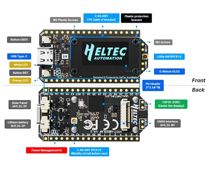 Heltec V4 WiFi LoRa 32 Dev Board - ESP32-S3 SX1262 28dBm 16MB Flash 2MB PSRAM 0.96" OLED for IoT & Mesh Gateway Projects