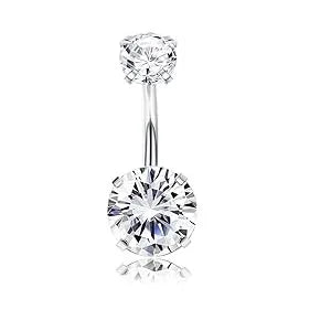 Drperfect 316L Stainless Steel Belly Button Ring – Surgical Steel Navel Piercing Jewelry for Women