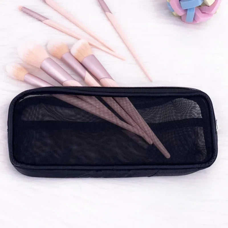 Makeup Brush Travel Case – Mesh Cosmetic Toiletry Bag Organizer for Men & Women, Beauty Tools Dopp Kit Pouch for Wash Storage