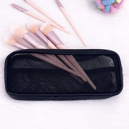 Makeup Brush Travel Case – Mesh Cosmetic Toiletry Bag Organizer for Men & Women, Beauty Tools Dopp Kit Pouch for Wash Storage