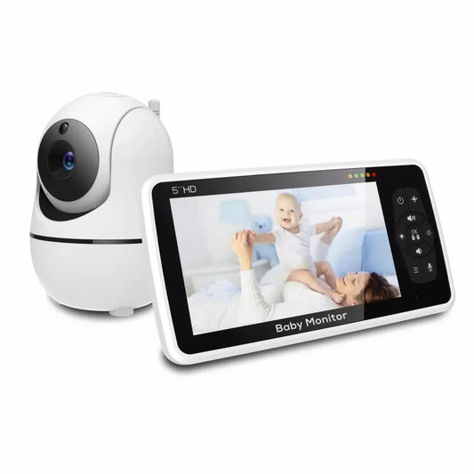 5" Video Baby Monitor with Camera & Audio – 4X Zoom, 22Hr Battery, 1000ft Range, 2-Way Talk, Temperature Sensor & Lullaby Functions
