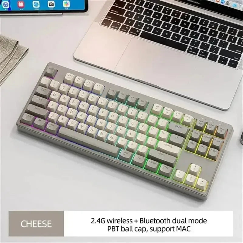 M87 Wireless 87-Key Dual Mode Bluetooth RGB Gaming Keyboard with PBT Keycaps and Rainbow Light