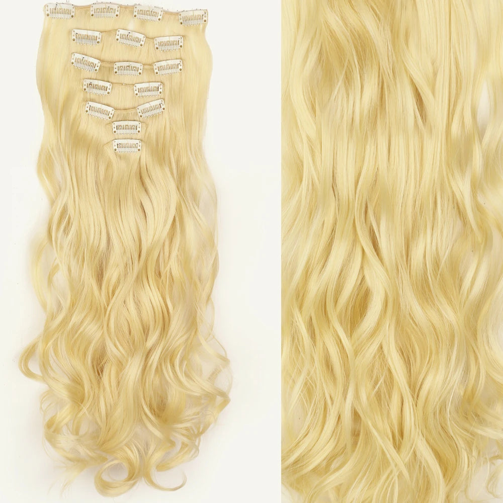 Women’s 7Pcs Hair Extensions with 16 Clips – Natural Black Straight Ombre Hairpiece