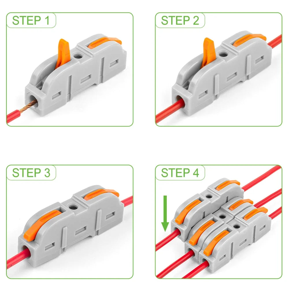 34/50PCS Lever Wire Connectors – Quick Connection for 28-12 AWG, 1-to-1 In-Line Insulated Splice Terminals