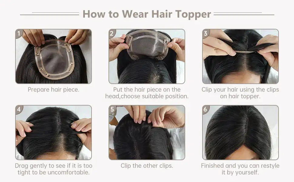 Silk Top Base Clip-In Hair Topper for Women – Real Human Hair Extension, Thin & Breathable Hairpiece
