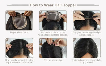 Silk Top Base Clip-In Hair Topper for Women – Real Human Hair Extension, Thin & Breathable Hairpiece