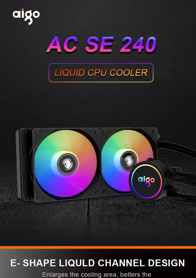 Aigo ACSE Water Cooling CPU Cooler – 120/240mm RGB Fan Liquid Heatsink Radiator for LGA 2066/2011/1151/1155/AM3+/AM4