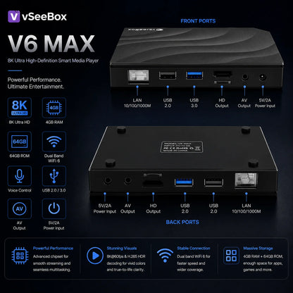 vSeeBox V6 Max Media Streaming Device + Free S7 Pro - Combo Deal with US Shipping