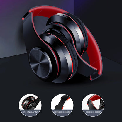 Bluetooth Wireless Headset – Foldable HiFi Stereo Earphones with Mic, SD Card & FM Support for Xiaomi, iPhone, Samsung