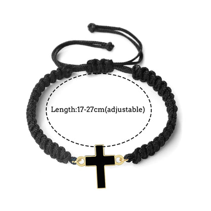 Jesus Cross Braided Bracelet - Handmade Christian Faith Friendship Bangle Jewelry Gift for Women & Men