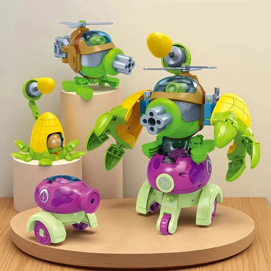 2025 Plants vs. Zombies Action Figure Set – Robot Sunflower, Cactus & Corn PVC Deformation Toys for Kids Gift
