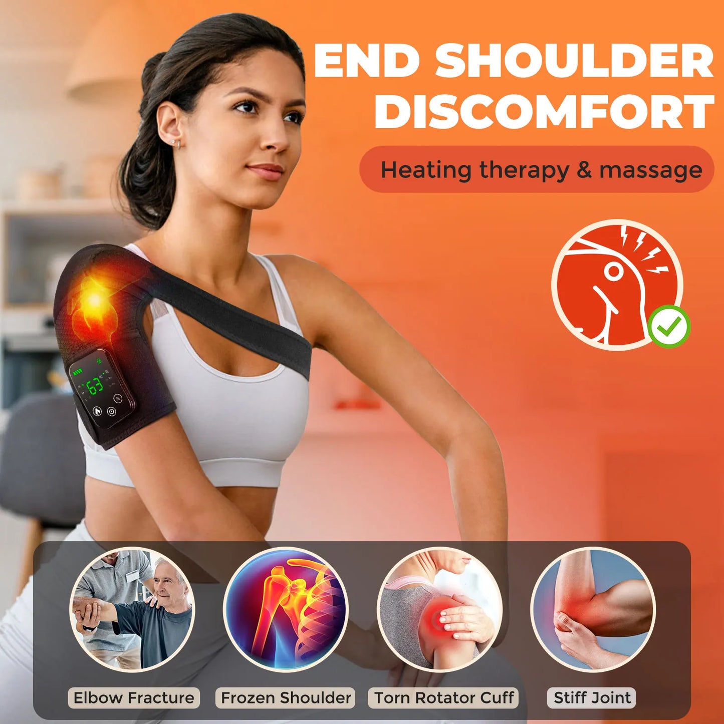 3-in-1 Electric Heated Knee Massager - Joint, Elbow, and Shoulder Pain Reliever with Thermal Vibration - Moisture Removal for Effective Physical Therapy
