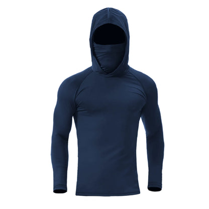Men’s UPF50+ Athletic Hoodie Long Sleeve – UV Sun Protection Fishing Shirt with Built-In Face Mask & Stretch Fit