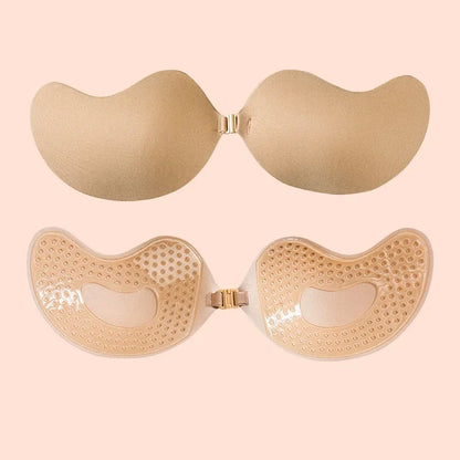 Invisible Strapless Adhesive Stick-On Bra - Seamless Silicone Push-Up Breast Tape, Nipple Covers & Bralette for Women