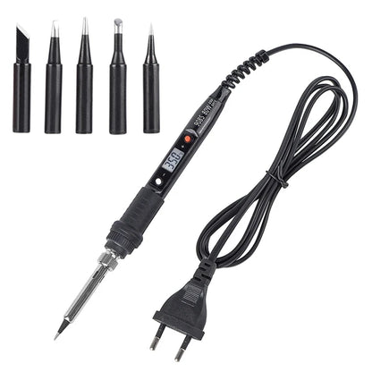 JCD Electric Soldering Iron - 60W/80W Adjustable Temperature Digital Display Welding Repair Tool Kit