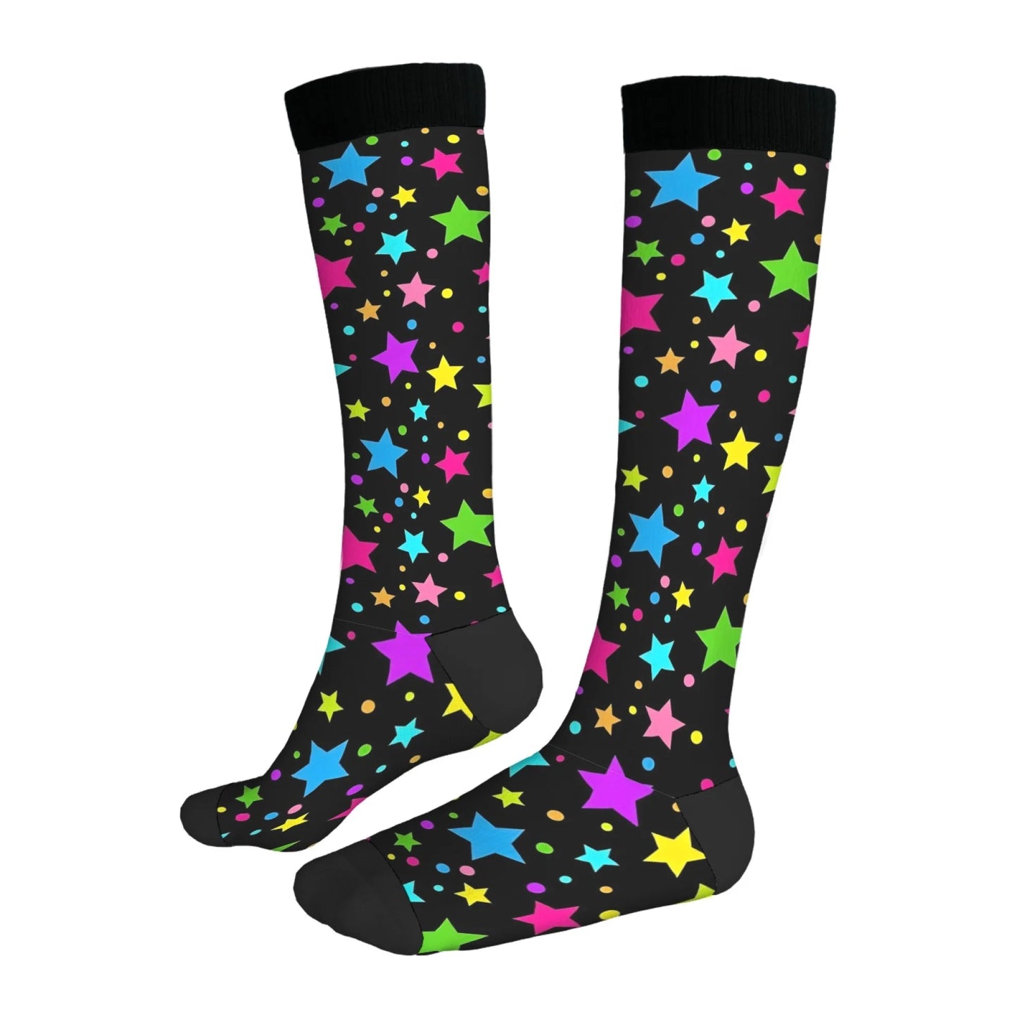 Colorful Star Novelty Socks for Women & Men, Hip-Hop Fashion Compression Warm Comfortable Street Style Gift Stockings