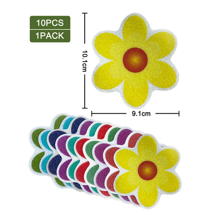10pcs Cartoon Pattern Anti-Slip Bathroom Stickers – Self-Adhesive EPDM Mat for Bathtub, Stairs & Kids Room