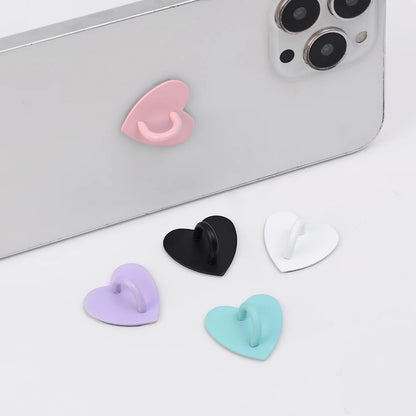 Kawaii Metal Heart Phone Charm — Adhesive Holder, Finger Ring Stand, Case Hook & Buckle Accessory with String
