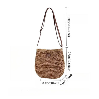 Women’s Straw Woven Crossbody Bag - Fashionable Beach Shoulder Bag for Summer Travel & Casual Style