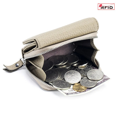 Genuine Leather Women’s Wallet — Small Zipper Coin Purse, Short Cowhide RFID Card & Money Holder, Perfect Gift for Women