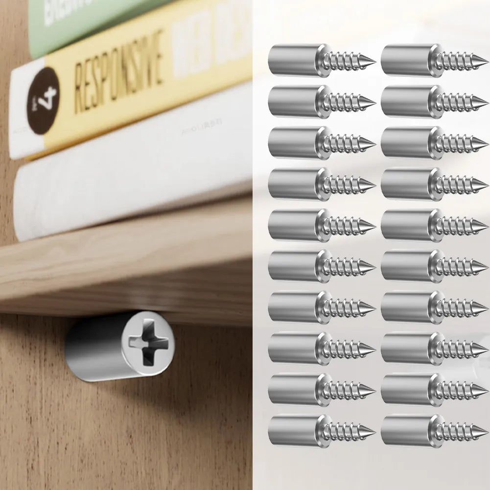20pcs Self-Tapping Cabinet Screws: Laminate Support, Glass Studs, Nonslip Partition Nails - Ideal for Wooden Cabinets & Wardrobes