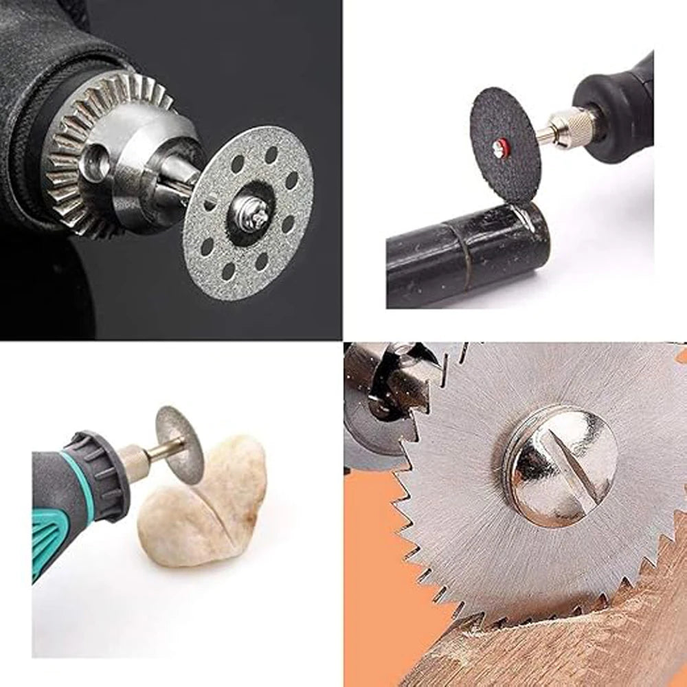 31PC Diamond Cutting Discs Set for Mini Drill Rotary Tool – HSS Circular Saw Blades, Sanding & Grinding Wheels for Metal, Wood, Stone & PVC Cutting Tools