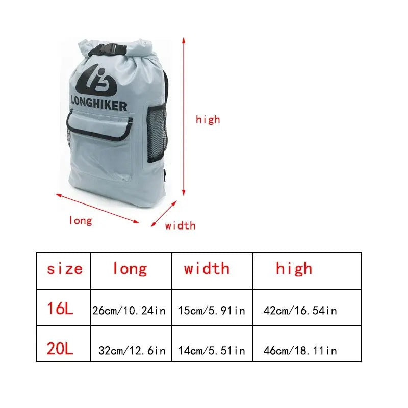 LONGHIKER Waterproof Backpack – For Diving, Rafting, Beach Tourism, Snorkeling, Swimming & Fishing