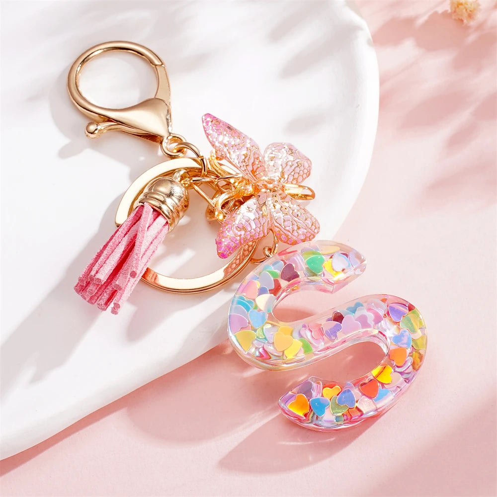 A-Z Letter Pendant Keychain - Tassel Key Ring Charm for Women & DIY Jewelry Making