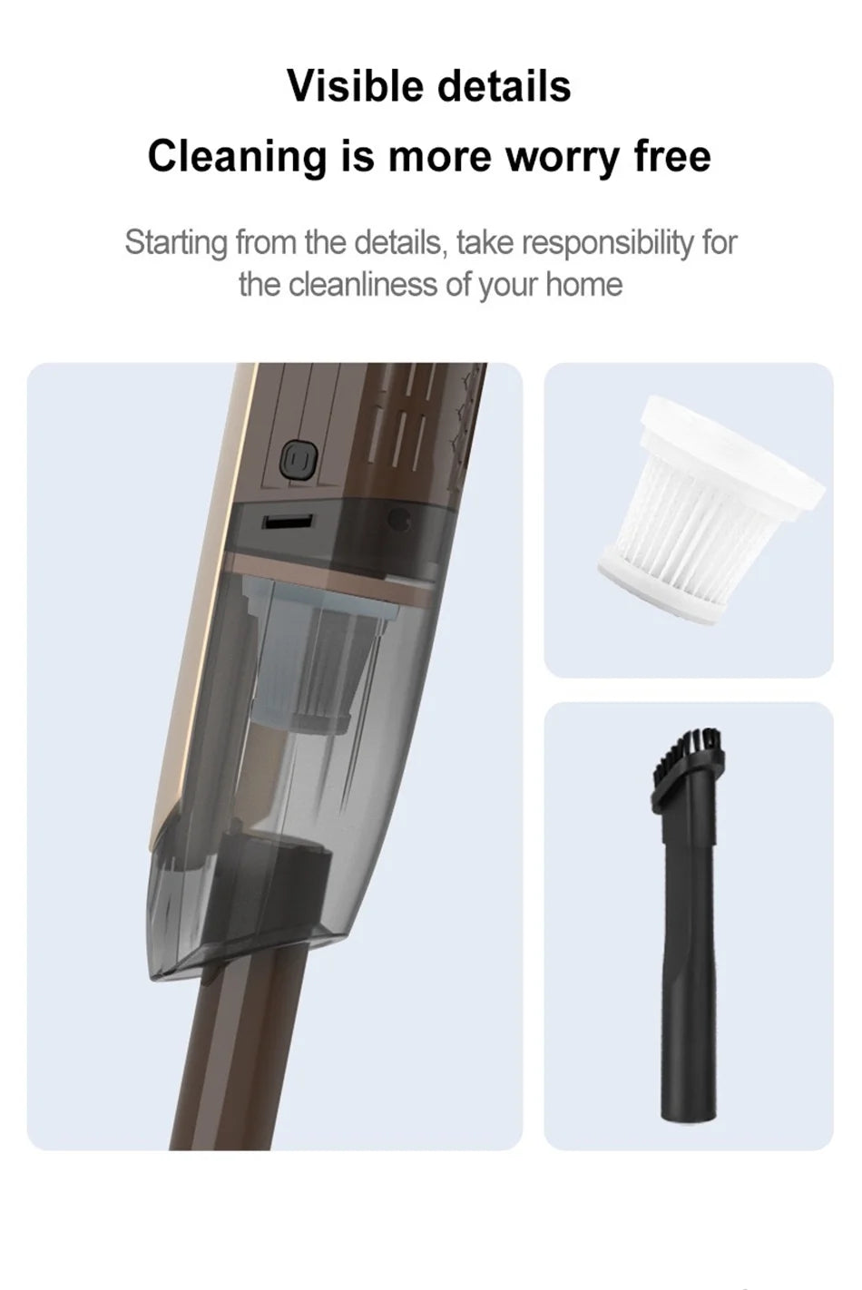 Handheld Wireless Vacuum Cleaner – 20000Pa Powerful Car Vacuum with Metal Strainer, Portable & Cordless