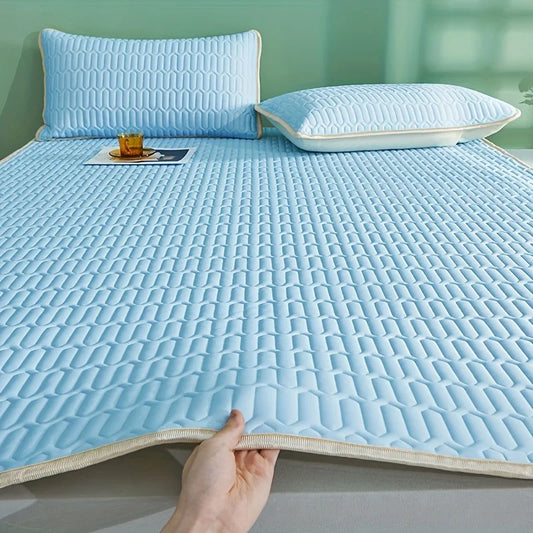 Cool Ice Fabric Mattress Cover - Washable Summer Bedspread with Elastic Four-Corner Fit
