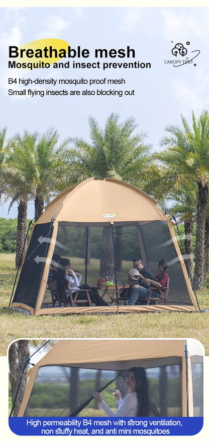 Outdoor Camping Mesh Tent – Rainproof, Sunscreen, Mosquito-Proof, Picnic & Beach Sunshade for 10 People