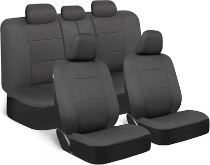 Universal Beige Car Seat Covers Full Set - Easy-Install Front and Rear Split Bench Seat Protectors for Cars, Trucks, SUVs, and Vans