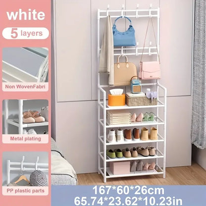 Entryway Clothes Hanger and Shoe Rack – Multi-Purpose Storage for Shoes, Jackets, Hats, Bags, and Umbrellas