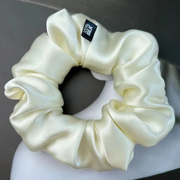 100% Mulberry Silk Hair Scrunchies – 19 Momme Elastic Hair Ties for Women & Girls, Large Soft Ponytail Holders Luxury Hair Accessories