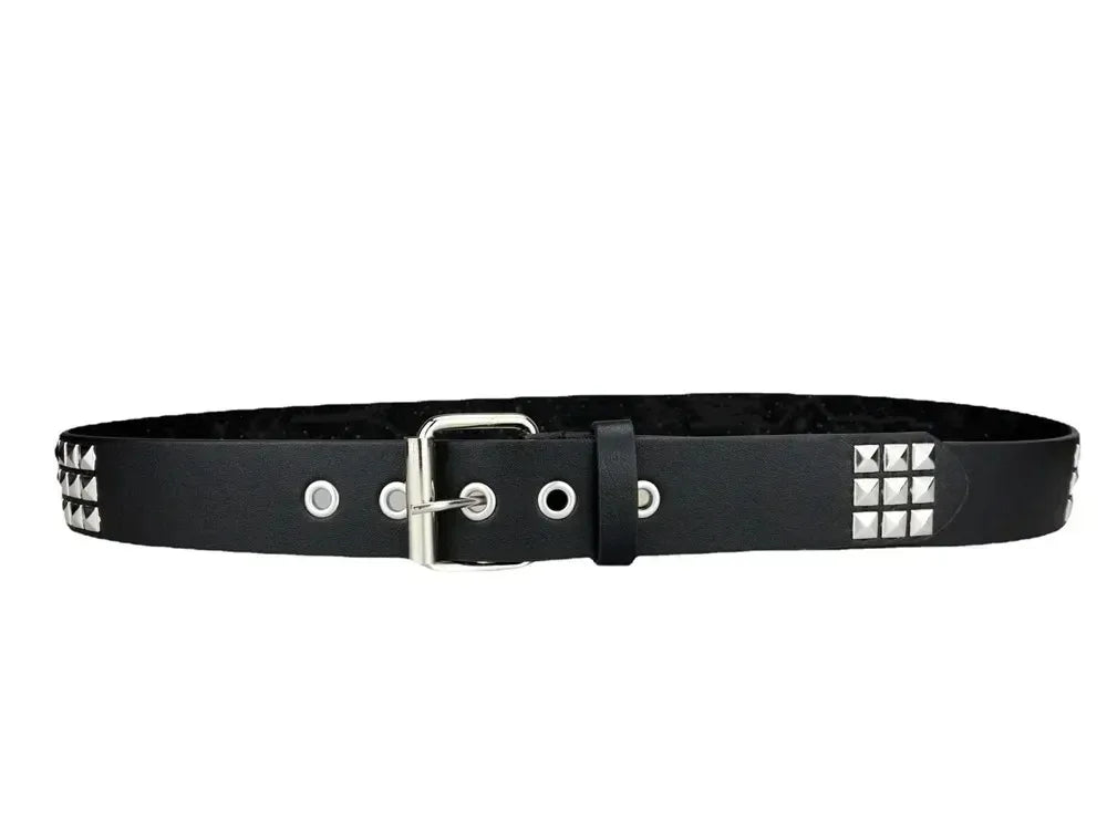 2024 Square Bead Rivet Belt – Punk Metal Pyramid Hardware Belt for Men and Women, Y2K Designer Jeans Belt