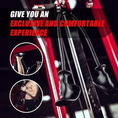 Fitness Biceps & Triceps Rope Pull-Down Grip Handles – Muscle Gym Pulley Cable Attachment for Back Workouts