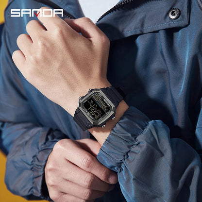 SANDA Outdoor Sport Electronic Watch for Men – Multifunction, Alarm, Chrono, Waterproof, LED Digital, Double Time