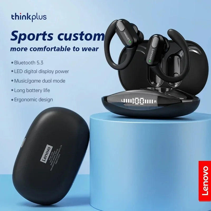 Lenovo XT80 Wireless Earbuds - Bluetooth 5.3 Earphones With Mic Noise Reduction Earhooks Waterproof Headset